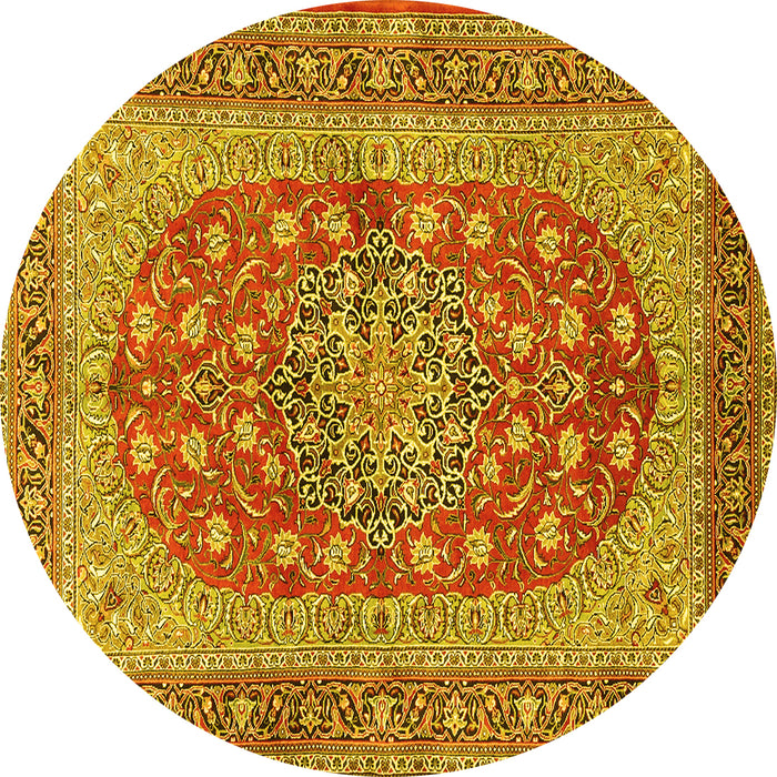 Round Persian Yellow Traditional Rug, tr3544yw