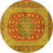 Round Persian Yellow Traditional Rug, tr3544yw