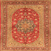 Round Machine Washable Persian Orange Traditional Area Rugs, wshtr3544org