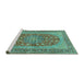 Sideview of Machine Washable Persian Turquoise Traditional Area Rugs, wshtr3544turq