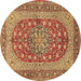 Round Persian Brown Traditional Rug, tr3544brn