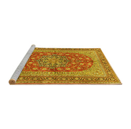 Sideview of Machine Washable Persian Yellow Traditional Rug, wshtr3544yw