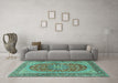 Machine Washable Persian Turquoise Traditional Area Rugs in a Living Room,, wshtr3544turq