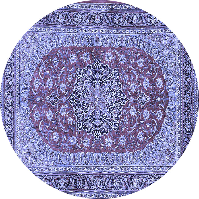 Round Machine Washable Persian Blue Traditional Rug, wshtr3544blu