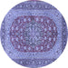 Round Machine Washable Persian Blue Traditional Rug, wshtr3544blu