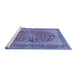 Sideview of Machine Washable Persian Blue Traditional Rug, wshtr3544blu