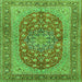 Round Machine Washable Persian Green Traditional Area Rugs, wshtr3544grn