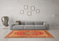 Machine Washable Persian Orange Traditional Rug, wshtr3544org