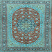 Square Machine Washable Persian Light Blue Traditional Rug, wshtr3544lblu