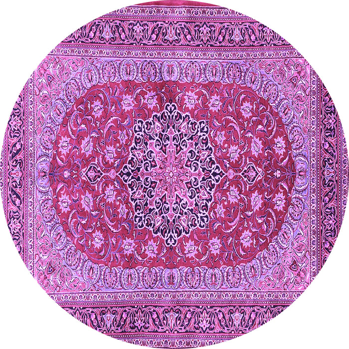 Round Machine Washable Persian Purple Traditional Area Rugs, wshtr3544pur