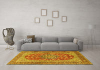 Machine Washable Persian Yellow Traditional Rug, wshtr3544yw