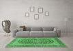 Machine Washable Persian Emerald Green Traditional Area Rugs in a Living Room,, wshtr3544emgrn