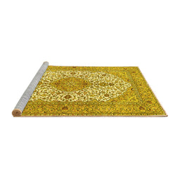 Sideview of Machine Washable Persian Yellow Traditional Rug, wshtr3545yw