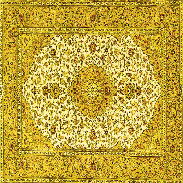 Square Machine Washable Persian Yellow Traditional Rug, wshtr3545yw