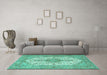 Machine Washable Persian Turquoise Traditional Area Rugs in a Living Room,, wshtr3545turq