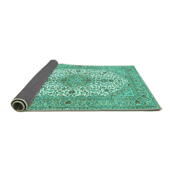 Sideview of Persian Turquoise Traditional Rug, tr3545turq