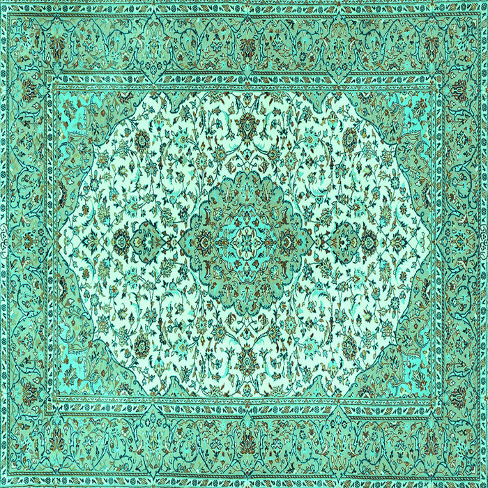 Square Machine Washable Persian Turquoise Traditional Area Rugs, wshtr3545turq