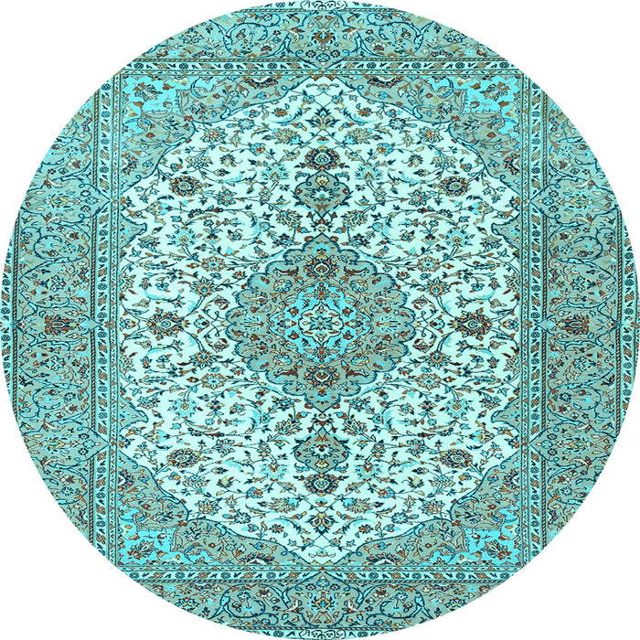 Round Machine Washable Persian Light Blue Traditional Rug, wshtr3545lblu