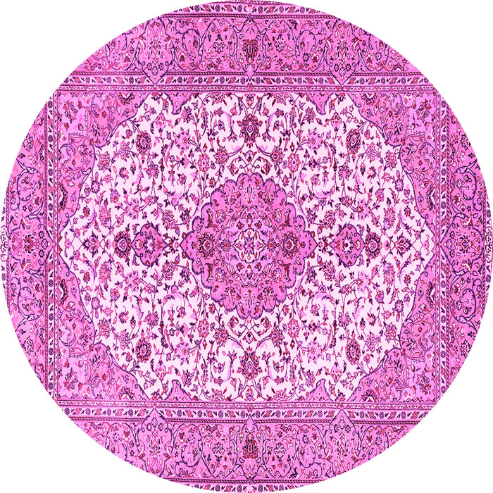 Round Machine Washable Persian Pink Traditional Rug, wshtr3545pnk