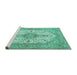 Sideview of Machine Washable Persian Turquoise Traditional Area Rugs, wshtr3545turq