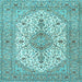 Square Machine Washable Persian Light Blue Traditional Rug, wshtr3545lblu