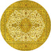 Round Persian Yellow Traditional Rug, tr3545yw