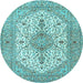 Round Persian Light Blue Traditional Rug, tr3545lblu