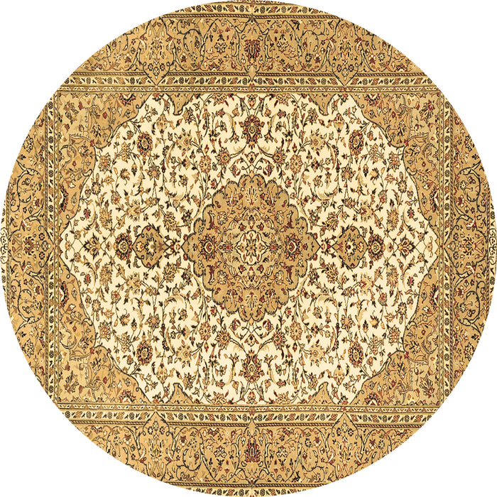 Round Persian Brown Traditional Rug, tr3545brn