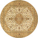 Round Persian Brown Traditional Rug, tr3545brn