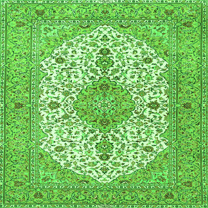 Round Machine Washable Persian Green Traditional Area Rugs, wshtr3545grn