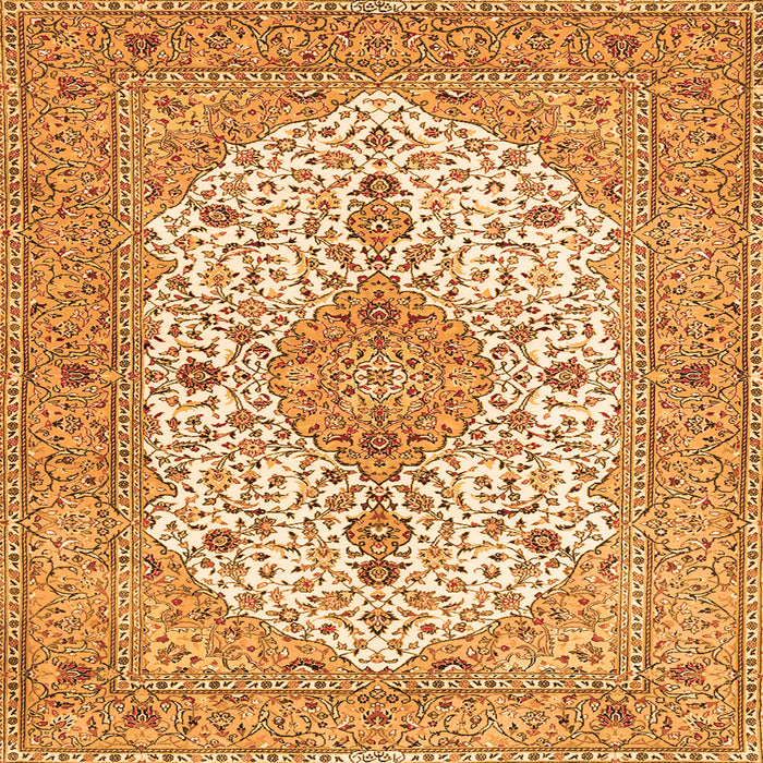 Round Machine Washable Persian Orange Traditional Area Rugs, wshtr3545org