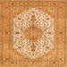 Round Machine Washable Persian Orange Traditional Area Rugs, wshtr3545org