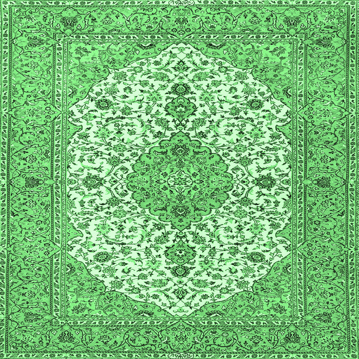 Square Persian Emerald Green Traditional Rug, tr3545emgrn