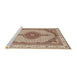 Sideview of Machine Washable Traditional Deep Peach Orange Rug, wshtr3546