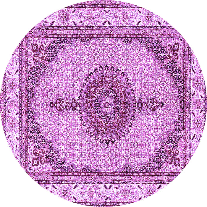 Round Machine Washable Persian Purple Traditional Area Rugs, wshtr3546pur