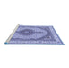 Sideview of Machine Washable Persian Blue Traditional Rug, wshtr3546blu