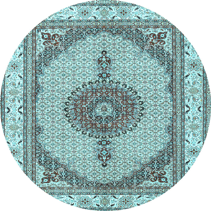 Round Machine Washable Persian Light Blue Traditional Rug, wshtr3546lblu