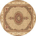 Round Persian Brown Traditional Rug, tr3546brn