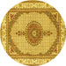 Round Persian Yellow Traditional Rug, tr3546yw