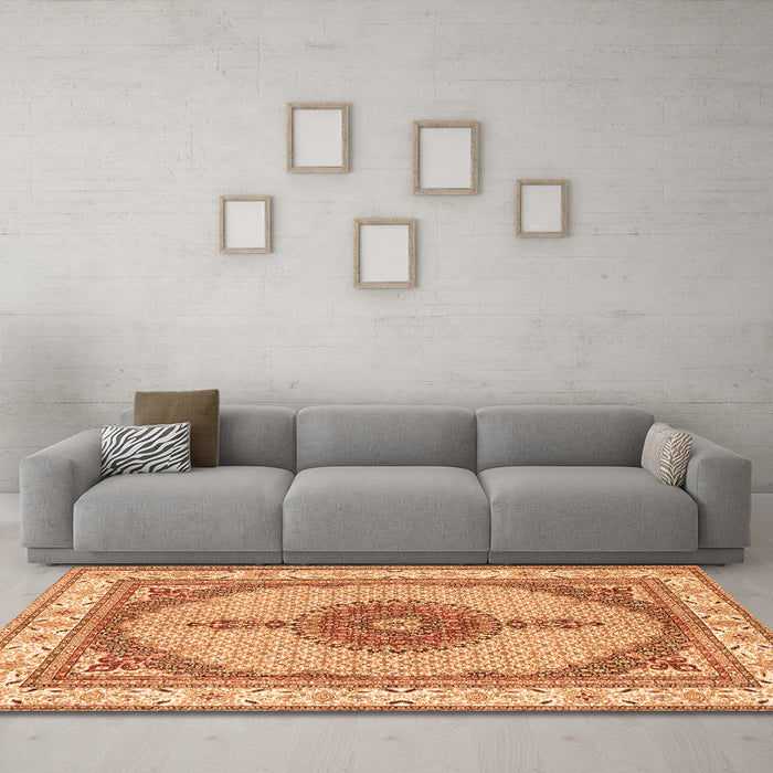 Machine Washable Persian Orange Traditional Area Rugs in a Living Room, wshtr3546org