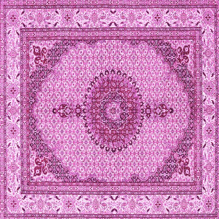 Square Machine Washable Persian Pink Traditional Rug, wshtr3546pnk