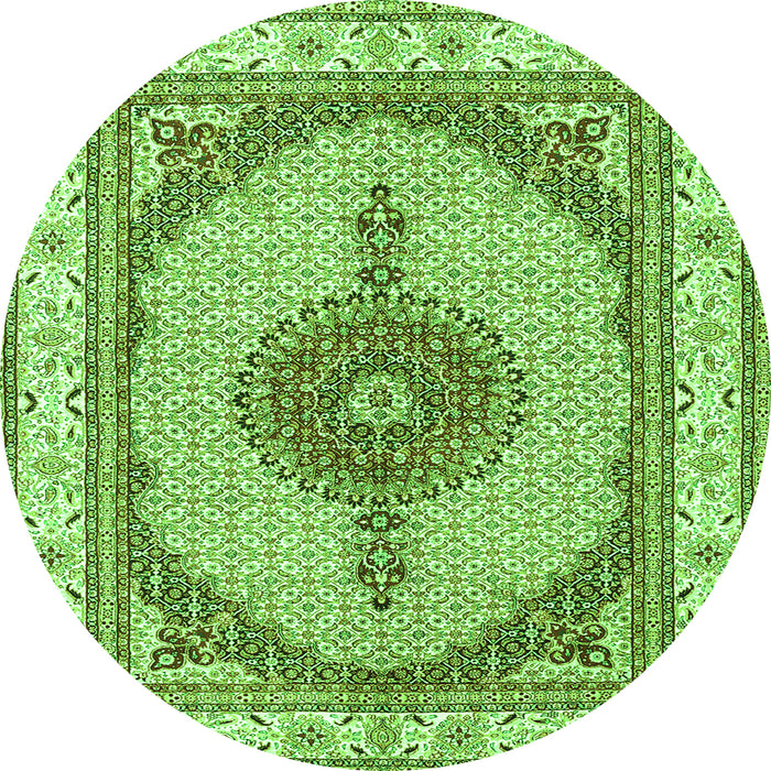 Square Persian Green Traditional Rug, tr3546grn