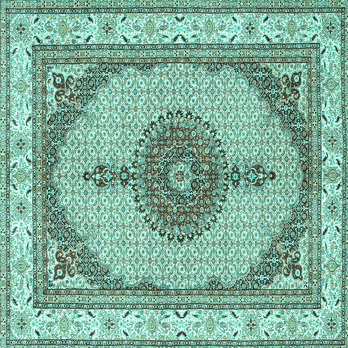 Square Machine Washable Persian Turquoise Traditional Area Rugs, wshtr3546turq