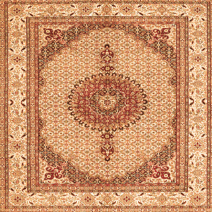 Round Machine Washable Persian Orange Traditional Area Rugs, wshtr3546org