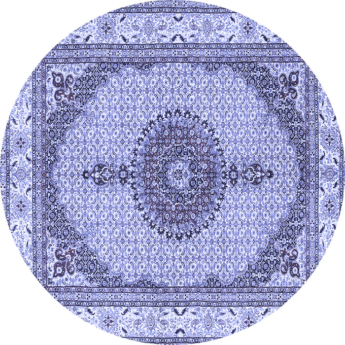 Round Machine Washable Persian Blue Traditional Rug, wshtr3546blu