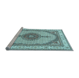 Sideview of Machine Washable Persian Light Blue Traditional Rug, wshtr3546lblu