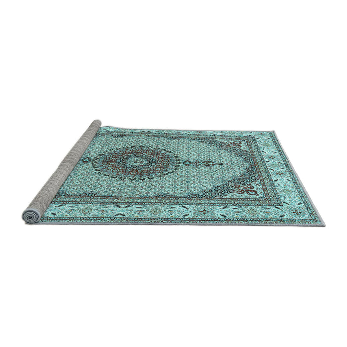 Sideview of Machine Washable Persian Light Blue Traditional Rug, wshtr3546lblu