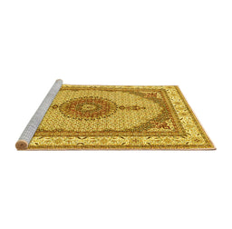 Sideview of Machine Washable Persian Yellow Traditional Rug, wshtr3546yw