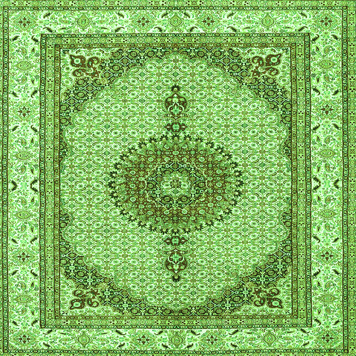 Round Machine Washable Persian Green Traditional Area Rugs, wshtr3546grn