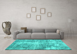 Machine Washable Persian Turquoise Traditional Area Rugs in a Living Room,, wshtr3547turq